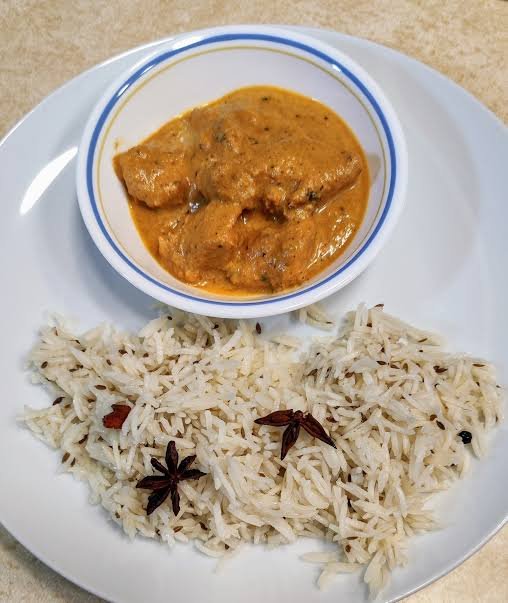Jeera Rice + Chicken Bharta