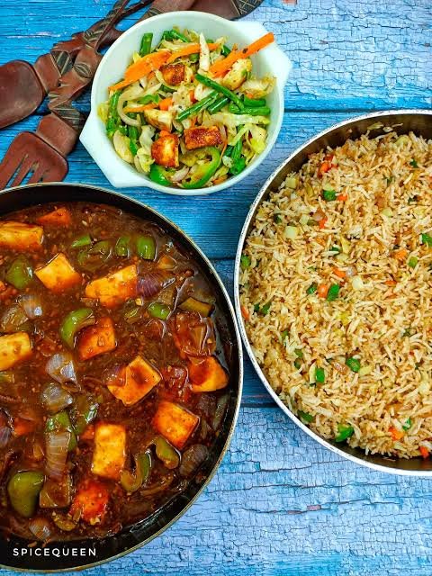 Veg Fried Rice + Mattar Paneer